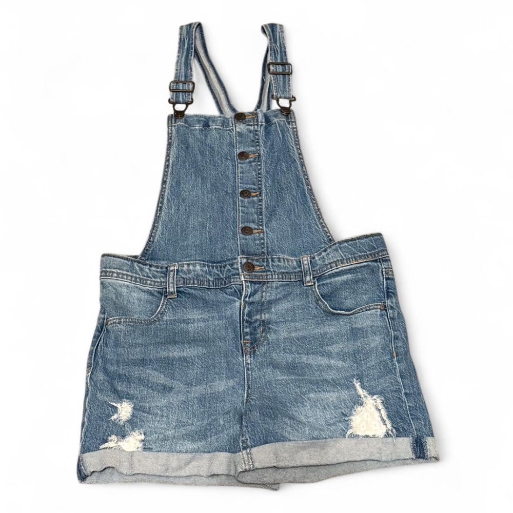 Kids Cat & Jack Denim Overalls with Distressed Details - Picture 1 of 2